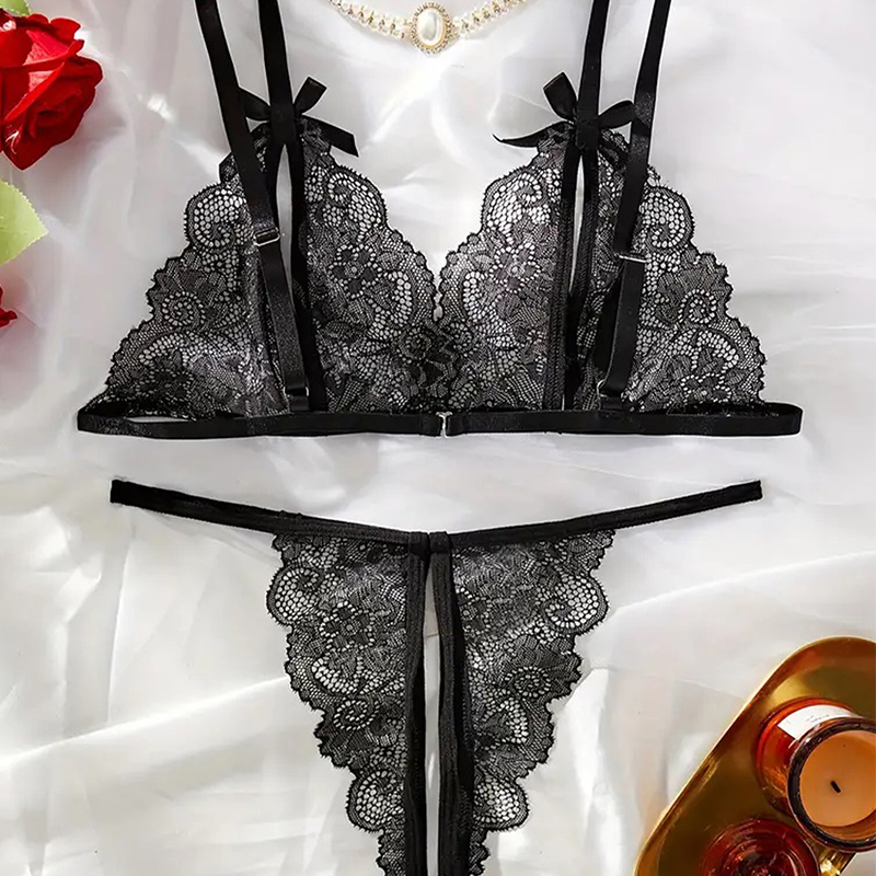 Zwart Hot Crotchless Sexy Vrou - Lace Bralette Set recensie en prijs