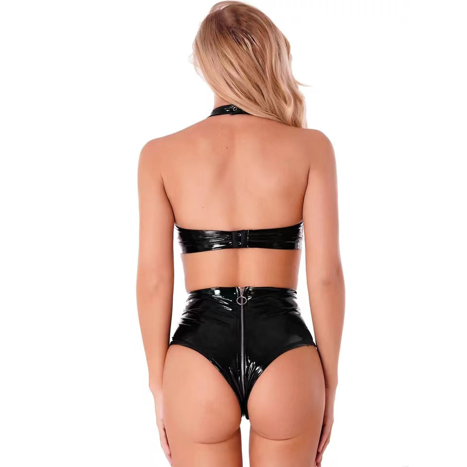 Sexy Zwart Glanzend Pu Latex L - Minimizer Bra Women recensie en prijs